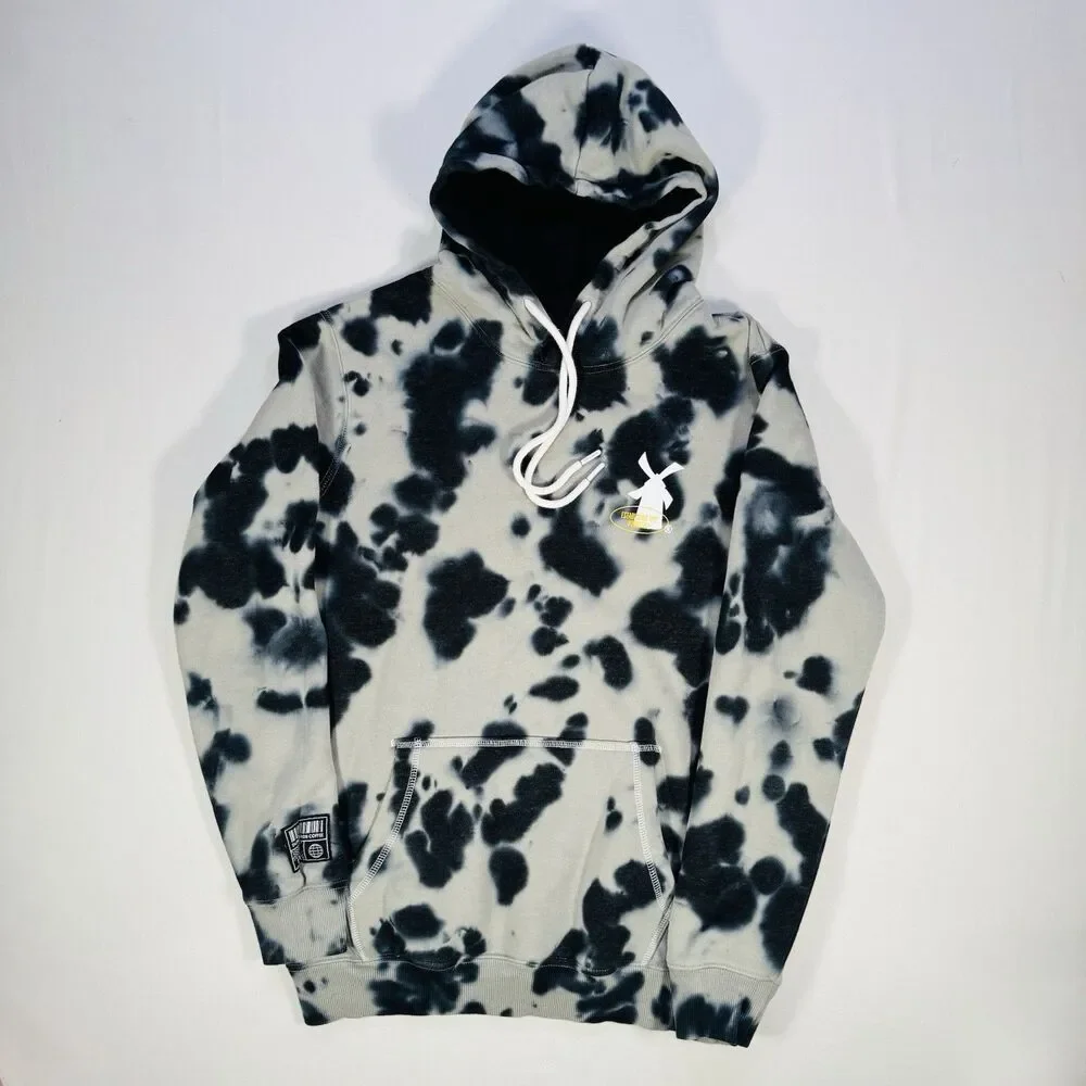 Dutch Bros Coffee Tie Dye Hoodie Sweatshirt Medium Black Gray with Graphic Back - Picture 1 of 7